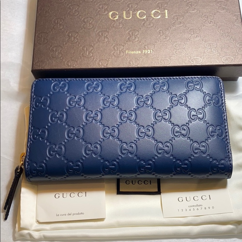 Gucci Guccissima Signature Continental Wallet Blue - Picture 5 of 8